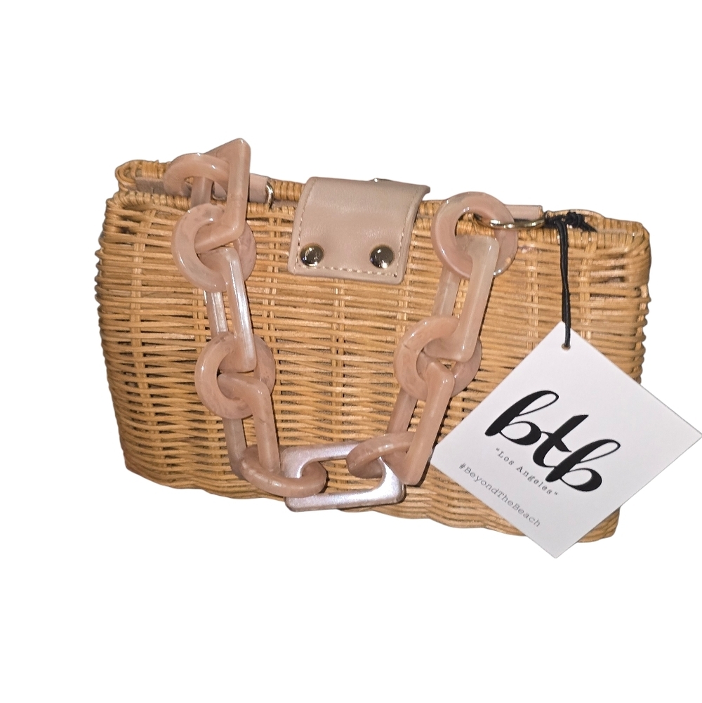 BTB Page Clutch Woven Straw Resin Strap 5x8x3 Handbag Purse NWT - Picture 3 of 8